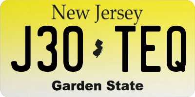 NJ license plate J30TEQ