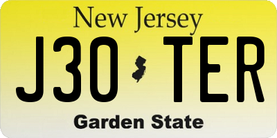 NJ license plate J30TER