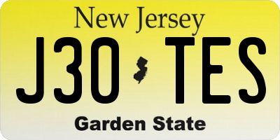 NJ license plate J30TES