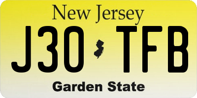 NJ license plate J30TFB