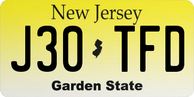 NJ license plate J30TFD