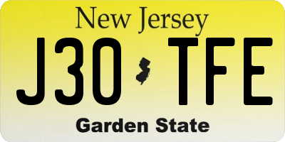 NJ license plate J30TFE