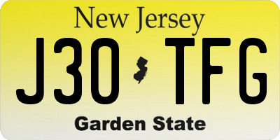 NJ license plate J30TFG