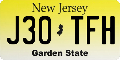 NJ license plate J30TFH