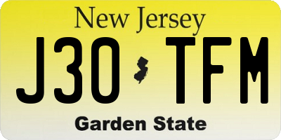 NJ license plate J30TFM