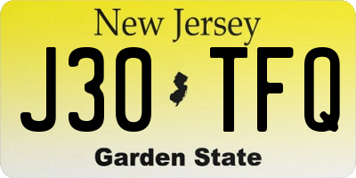 NJ license plate J30TFQ