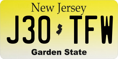 NJ license plate J30TFW