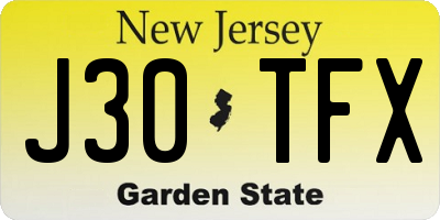 NJ license plate J30TFX