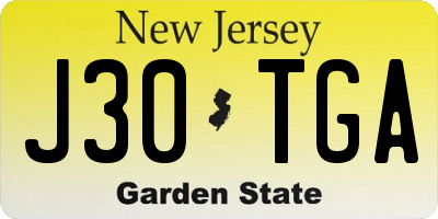 NJ license plate J30TGA
