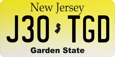 NJ license plate J30TGD