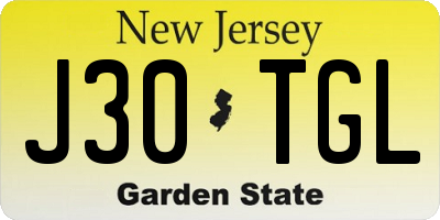 NJ license plate J30TGL