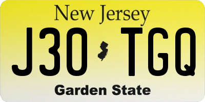 NJ license plate J30TGQ
