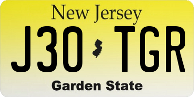 NJ license plate J30TGR