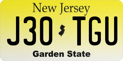 NJ license plate J30TGU