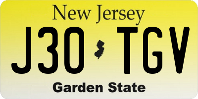 NJ license plate J30TGV