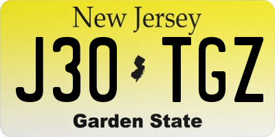 NJ license plate J30TGZ