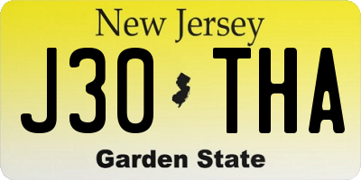 NJ license plate J30THA