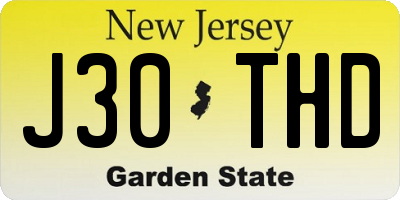 NJ license plate J30THD