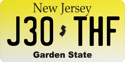 NJ license plate J30THF