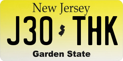NJ license plate J30THK