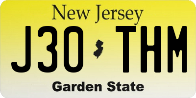 NJ license plate J30THM