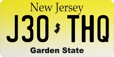 NJ license plate J30THQ