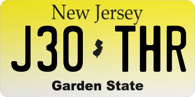 NJ license plate J30THR