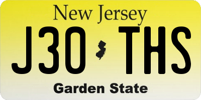 NJ license plate J30THS