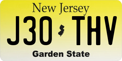 NJ license plate J30THV
