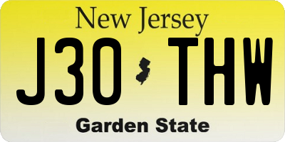 NJ license plate J30THW