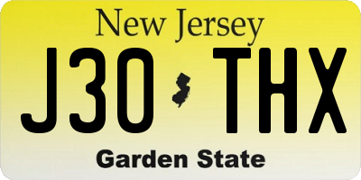 NJ license plate J30THX