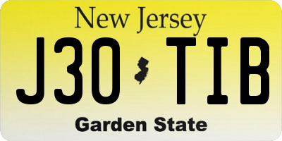 NJ license plate J30TIB