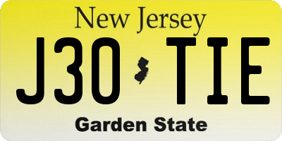 NJ license plate J30TIE