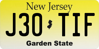 NJ license plate J30TIF