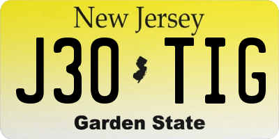 NJ license plate J30TIG