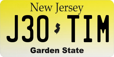 NJ license plate J30TIM
