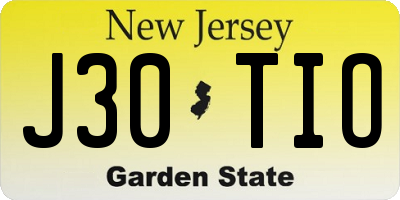 NJ license plate J30TIO