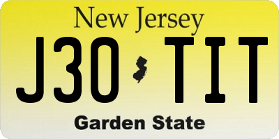 NJ license plate J30TIT