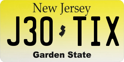 NJ license plate J30TIX