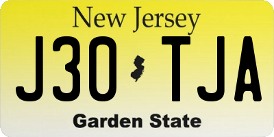 NJ license plate J30TJA