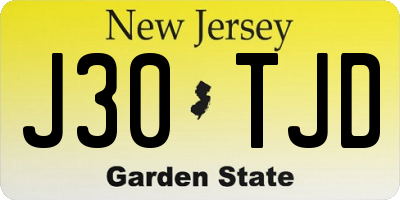 NJ license plate J30TJD