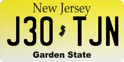 NJ license plate J30TJN