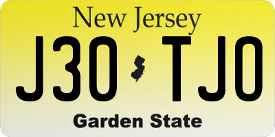 NJ license plate J30TJO
