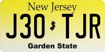 NJ license plate J30TJR