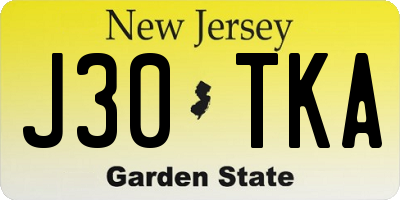 NJ license plate J30TKA