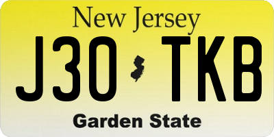 NJ license plate J30TKB