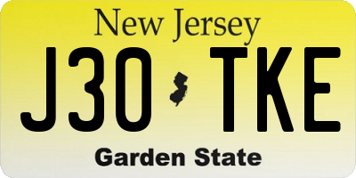 NJ license plate J30TKE