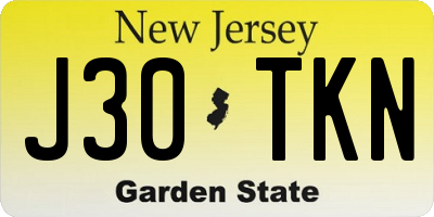 NJ license plate J30TKN