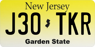NJ license plate J30TKR