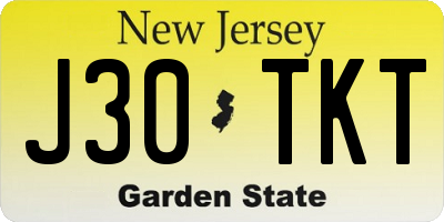 NJ license plate J30TKT